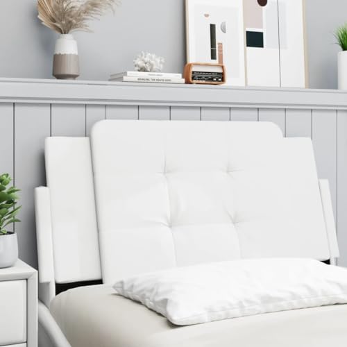 Qnhdfrt Kopfteil Kissen Zadar 100 cm Weiß Kunstleder gepolstert mit Reißverschluss und Klett LED Befestigung Modernes Design Bequeme Rückenlehne für Bett und Wandmontage von Qnhdfrt