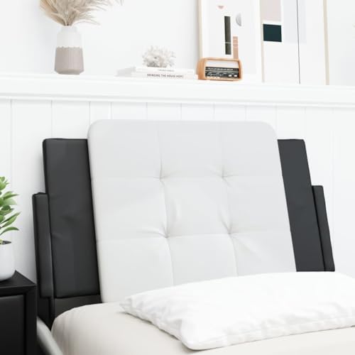 Qnhdfrt Kopfteil-Kissen Zadar 80 x 48 cm Kunstleder Weiß Schwarz Schaumstoff Rückenlehne für Bett und Wandmontage Modernes Design Bequem und Langlebig für Schlafzimmer von Qnhdfrt