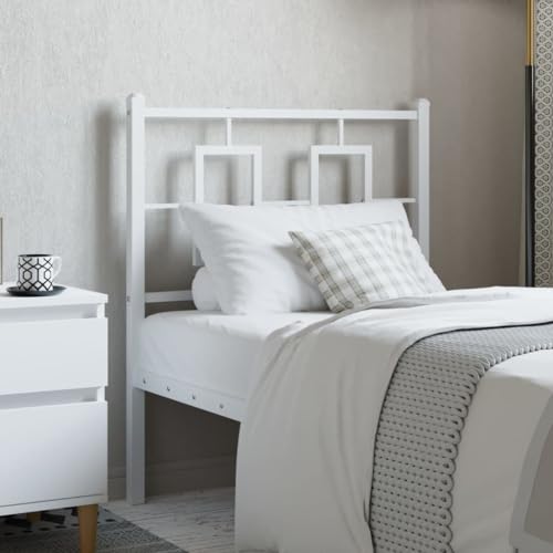 Qnhdfrt Kopfteil Metall Weiß 80 cm Modernes Bettkopfteil aus pulverbeschichtetem Stahl Robust und Stabil zum Lesen oder Fernsehen für Schlafzimmer und Gästezimmer von Qnhdfrt