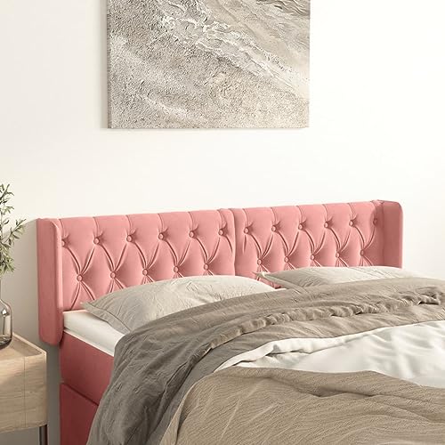 Qnhdfrt Kopfteil Rosa mit Ohren 163x78/88 cm Höhenverstellbar Samt Massivholzbeine Modernes Design für Schlafzimmer und Gästezimmer Qnhdfrt Kopfteil Rosa mit Ohren 163x78/88 cm Höhenverstellbar Samt Massivholzbeine Modernes Design für Schlafzimmer und Gästezimmer von Qnhdfrt
