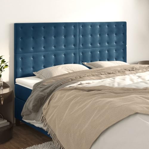 Qnhdfrt Kopfteil Samt Dunkelblau 4er Set 80x78/88 cm Höhenverstellbar Stabiles Lärchenholz Bequeme Rückenlehne für Doppelbett Schlafzimmer Qnhdfrt Kopfteil Samt Dunkelblau 4er Set 80x78/88 cm Höhenverstellbar Stabiles Lärchenholz Bequeme Rückenlehne für Doppelbett Schlafzimmer von Qnhdfrt