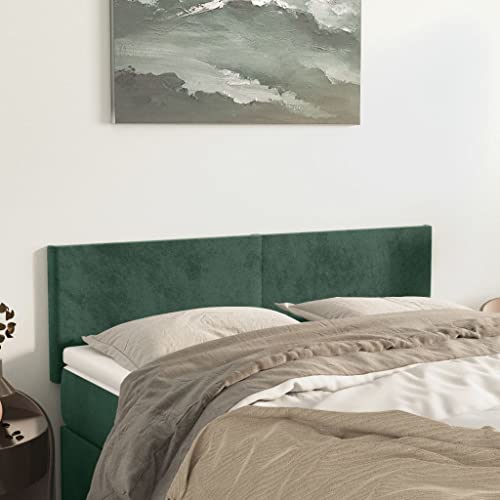 Qnhdfrt Kopfteil Samt Dunkelgrün 2er Set 72x78/88 cm Höhenverstellbares Bettkopfteil mit Holzbeinen, Rückenlehne fürs Bett, Bequeme Rückenunterstützung für Schlafzimmer von Qnhdfrt