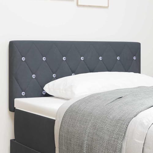 Qnhdfrt Kopfteil Samt Holzkohle 90 x 40 cm Höhenverstellbar Modernes Bett Rückenlehne Wandmontage Langlebig für Schlafzimmer von Qnhdfrt