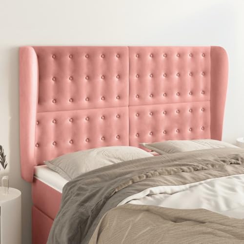 Qnhdfrt Kopfteil Samt Rosa Höhenverstellbar 147x23x118/128 cm mit Ohr Design Bequeme Rückenlehne Modernes Bett Kopfteil für Schlafzimmer von Qnhdfrt