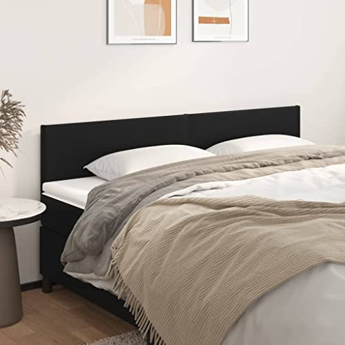 Qnhdfrt Kopfteil Schwarz 2er Set 80x5x78/88 cm Kunstleder Holz Höhenverstellbar Modernes Design Bequeme Rückenlehne für Schlafzimmer von Qnhdfrt
