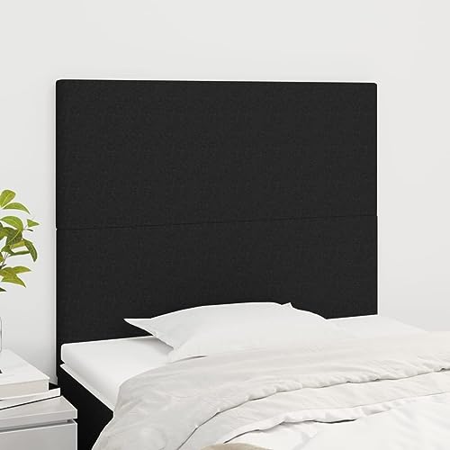 Qnhdfrt Kopfteil Set 2 Stück Schwarz 100x5x78/88 cm Höhenverstellbar aus Polyester Stoff und Lärchenholz Bequeme Rückenlehne für Bett Schlafzimmer und Gästezimmer von Qnhdfrt