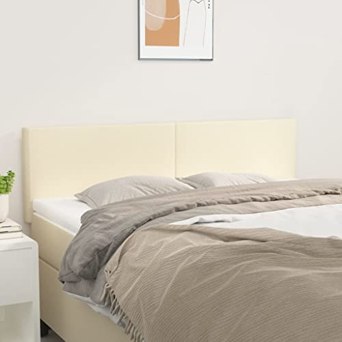 Qnhdfrt Kopfteil Set 2er Creme 72x78/88 cm Kunstleder massives Lärchenholz Höhenverstellbar Modernes Design Bequeme Rückenlehne für Schlafzimmer Doppelbett von Qnhdfrt