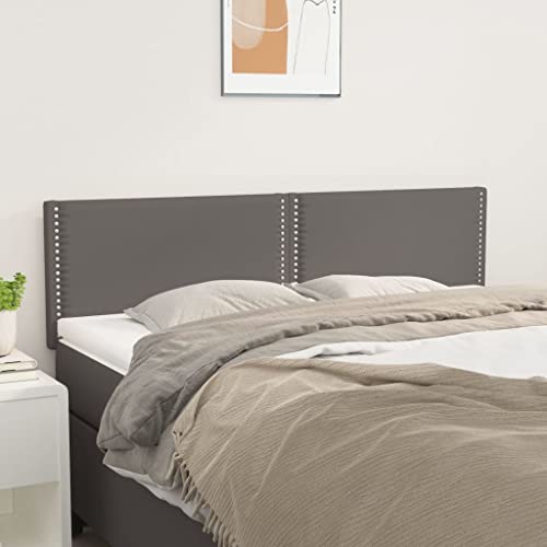 Qnhdfrt Kopfteil Set 2er Grau 72x78–88 cm Kunstleder Höhenverstellbar Polsterbett Kopfteil Rückenlehne für Schlafzimmer Wohnung von Qnhdfrt