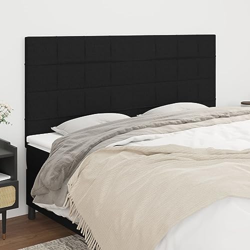 Qnhdfrt Kopfteil Set 4 Stück 100x5x78/88 cm Schwarz Stoff Lärchenholz Höhenverstellbar Modernes Design Robuste Rückenlehne für Schlafzimmer von Qnhdfrt