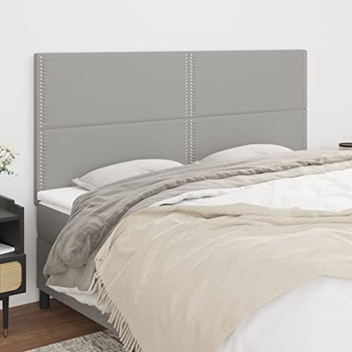 Qnhdfrt Kopfteil Set 4-teilig aus Stoff Hellgrau 90x5x78/88 cm Höhenverstellbar Robustes Massivholz Modernes Design für Schlafzimmer Jugendzimmer von Qnhdfrt