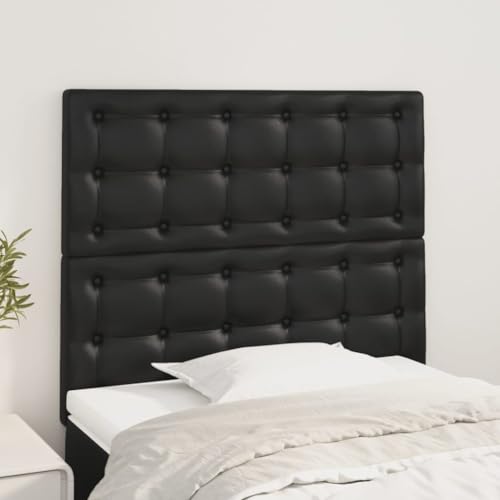 Qnhdfrt Kopfteil Set Schwarz 2 Stück Kunstleder 80x5x78/88 cm Höhenverstellbar Bequeme Rückenlehne für Bettgestell Modern Design Wandpolster Schlafzimmer von Qnhdfrt