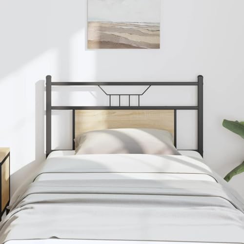 Qnhdfrt Kopfteil Sonoma Eiche 80,5 x 3 x 91,5 cm Holzwerkstoff und Stahl Industrie Stil Robustes Bett Rückenlehne für 75 cm Matratzen geeignet von Qnhdfrt