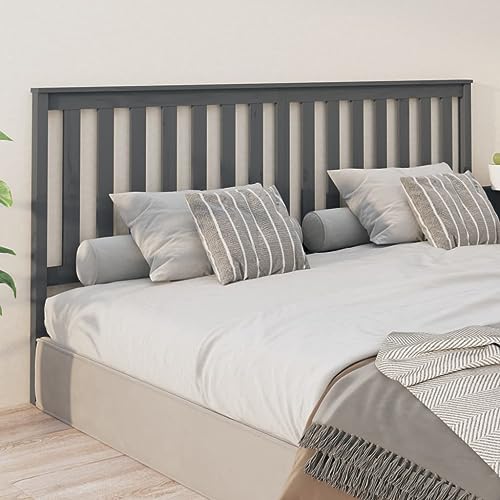 Qnhdfrt Kopfteil grau 206x6x101 cm Kiefern-Massivholz Modernes Lattendesign Stabile Rückenlehne für Schlafzimmer Cinema und Lesen von Qnhdfrt