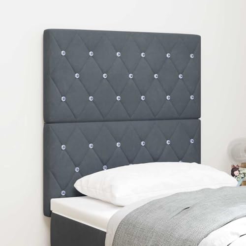 Qnhdfrt Kopfteil mit Kristallknopf Dunkelgrau 80 cm Samt Modernes Bett Kopfteil Wandpolster Höhenverstellbar für Schlafzimmer von Qnhdfrt