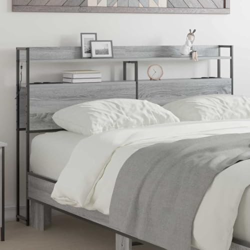 Qnhdfrt Kopfteil mit LED Grau Sonoma 135 cm Holzwerkstoff Stahlrahmen Moderne Bett Rückenlehne mit Stauraum USB C Steckdosen für Jugend und Erwachsenenschlafzimmer Qnhdfrt Kopfteil mit LED Grau Sonoma 135 cm Holzwerkstoff Stahlrahmen Moderne Bett Rückenlehne mit Stauraum USB C Steckdosen für Jugend und Erwachsenenschlafzimmer von Qnhdfrt