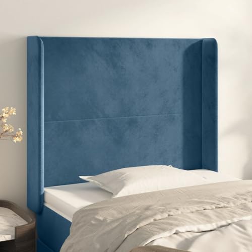 Qnhdfrt Kopfteil mit Ohren 103x118 cm in dunkelblauem Samt Höhenverstellbar Robustes Holzgestell Moderner Look für Doppelbett und Einzelbett Qnhdfrt Kopfteil mit Ohren 103x118 cm in dunkelblauem Samt Höhenverstellbar Robustes Holzgestell Moderner Look für Doppelbett und Einzelbett von Qnhdfrt
