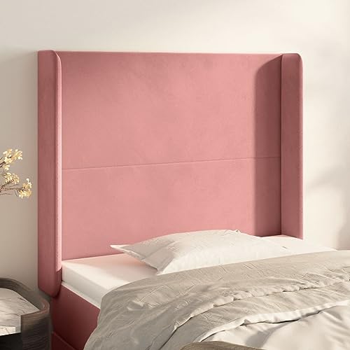 Qnhdfrt Kopfteil mit Ohren Rosa 103x118/128 cm Höhenverstellbar Samt Bettkopfteil Modernes Design mit massiven Lärchenholzbeinen Bequeme Rückenlehne für Bedroom von Qnhdfrt