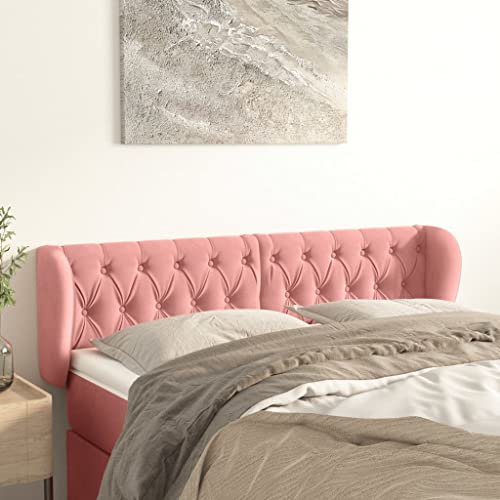 Qnhdfrt Kopfteil mit Ohren Rosa 147x23x88 cm Samt, Höhenverstellbares Bettkopfteil mit Massiver Lärche, Modernes Headboard für Schlafzimmer Doppelbett & Boxspring Qnhdfrt Kopfteil mit Ohren Rosa 147x23x88 cm Samt, Höhenverstellbares Bettkopfteil mit Massiver Lärche, Modernes Headboard für Schlafzimmer Doppelbett & Boxspring von Qnhdfrt