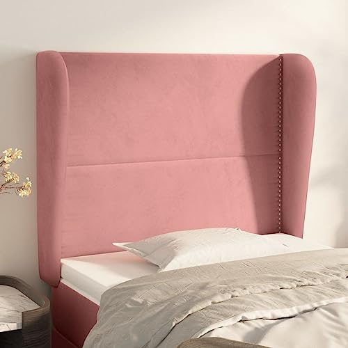 Qnhdfrt Kopfteil mit Ohren Rosa 93x118/128 cm Samt Höhenverstellbar Modernes Design Rückenlehne Bett für Schlafzimmer und Gästezimmer von Qnhdfrt