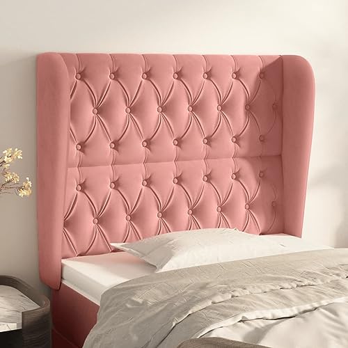 Qnhdfrt Kopfteil mit Ohren Rosa 93x118/128 cm Samt Holz Höhenverstellbar Modernes Design Bequemes Wandpolster für Schlafzimmer Jugendzimmer von Qnhdfrt