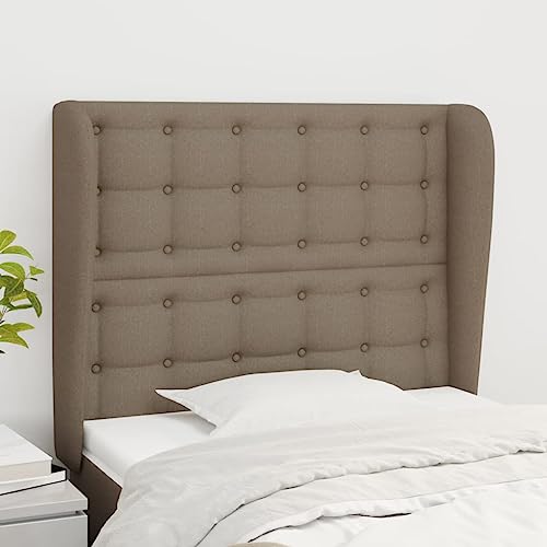 Qnhdfrt Kopfteil mit Ohren Taupe 93x118/128 cm Höhenverstellbar aus strapazierfähigem Stoff massiver Lärche Modernes Design Bequeme Rückenlehne für Schlafzimmer und Gästezimmer von Qnhdfrt