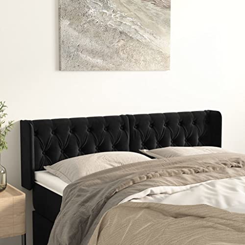 Qnhdfrt Kopfteil mit Ohren aus Samt 147x16x88 cm Höhenverstellbares Bett Kopfteil mit Massivholzbeinen Schwarz Modernes Design für Schlafzimmer Doppelbett Qnhdfrt Kopfteil mit Ohren aus Samt 147x16x88 cm Höhenverstellbares Bett Kopfteil mit Massivholzbeinen Schwarz Modernes Design für Schlafzimmer Doppelbett von Qnhdfrt