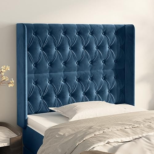 Qnhdfrt Kopfteil mit Ohren dunkelblau 93x16x118/128 cm Samt massives Lärchenholz höhenverstellbares Bettkopfteil weich gepolstert modernes Design für Schlafzimmer Doppelbett Qnhdfrt Kopfteil mit Ohren dunkelblau 93x16x118/128 cm Samt massives Lärchenholz höhenverstellbares Bettkopfteil weich gepolstert modernes Design für Schlafzimmer Doppelbett von Qnhdfrt