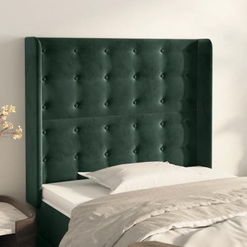 Qnhdfrt Kopfteil mit Ohren dunkelgrün 103x16x118/128 cm Samt Bettkopfteil höhenverstellbar massives Lärchenholz Bequeme Rückenlehne für Schlafzimmer Doppelbett & Einzelbett Qnhdfrt Kopfteil mit Ohren dunkelgrün 103x16x118/128 cm Samt Bettkopfteil höhenverstellbar massives Lärchenholz Bequeme Rückenlehne für Schlafzimmer Doppelbett & Einzelbett von Qnhdfrt