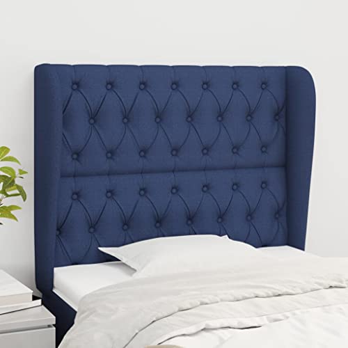 Qnhdfrt Kopfteil mit Ohren in Blau 93x23x118/128 cm aus strapazierfähigem Stoff und Lärchenholz Höhenverstellbar Bequeme Rückenlehne für Schlafzimmer Qnhdfrt Kopfteil mit Ohren in Blau 93x23x118/128 cm aus strapazierfähigem Stoff und Lärchenholz Höhenverstellbar Bequeme Rückenlehne für Schlafzimmer von Qnhdfrt