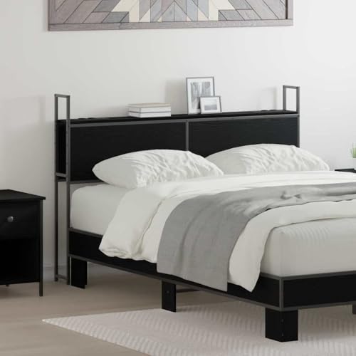 Qnhdfrt Kopfteil mit Stauraum und Ladestation 160 cm Schwarze Eiche Holzwerkstoff Modernes Design mit USB A C und Steckdosen für Schlafzimmer und Gästezimmer von Qnhdfrt