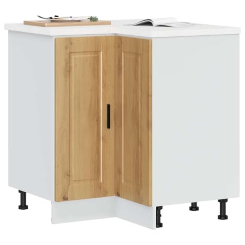 Qnhdfrt Küchen-Eckunterschrank Porto Artisan-Eiche Holzwerkstoff Eckküchenschrank mit verstellbaren Füßen für optimale Raumnutzung Größe 75,5 x 75,5 x 81,5 cm von Qnhdfrt