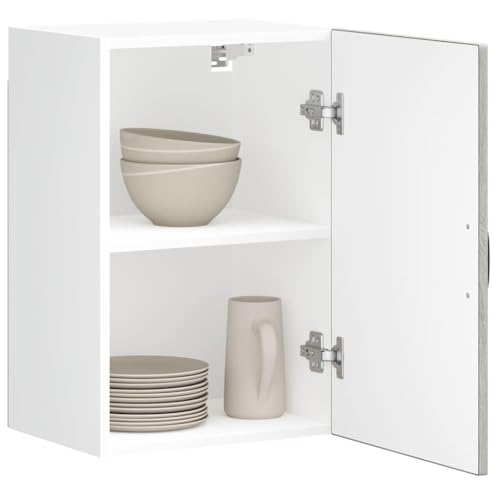 Qnhdfrt Küchen Hängeschrank Grau Sonoma Holzwerkstoff 40x31x60 cm Wandschrank mit Glasfront Platzsparend für Küchen Aufbewahrung Geschirr oder Vorräte von Qnhdfrt