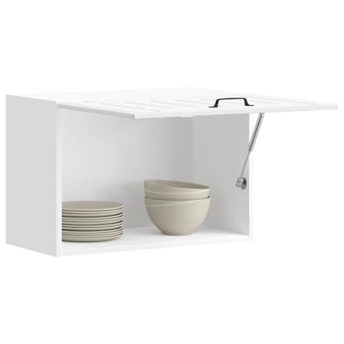 Qnhdfrt Küchen-Hängeschrank Hochglanz-Weiß aus Holzwerkstoff Wandschrank mit Glasfront 60x31x40 cm Modernes Design Robust und Langlebig für Küchenaufbewahrung Platzoptimierung von Qnhdfrt