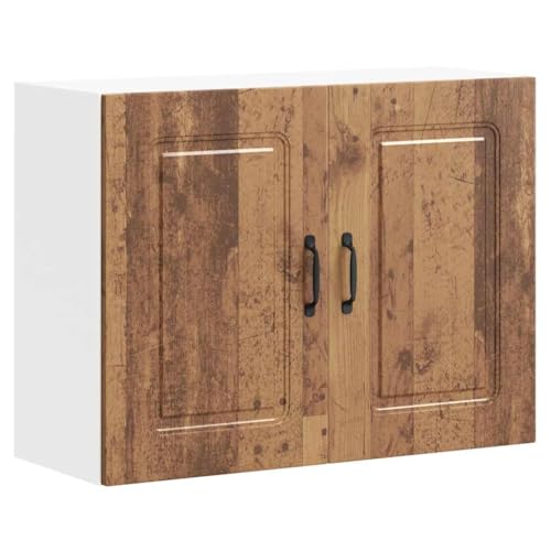 Qnhdfrt Küchen Hängeschrank Kalmar Altholz Holzwerkstoff 80x31x60cm Wandschrank mit Türen Stauraum für Küche Wohnzimmer Flur von Qnhdfrt