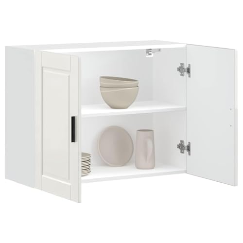 Qnhdfrt Küchen-Hängeschrank Porto Hochglanz-Weiß aus Holzwerkstoff 80x31x60cm mit Regalböden für optimale Aufbewahrung in Küche und Wohnzimmer von Qnhdfrt