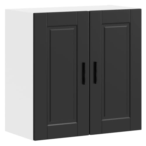 Qnhdfrt Küchen Hängeschrank Porto Schwarz Holzwerkstoff 60x31x60cm Wandschrank mit Großem Stauraum Robust Leicht zu Reinigen für Küche Wohnzimmer Flur von Qnhdfrt