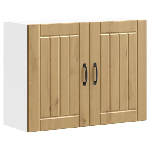 Qnhdfrt Küchen Hängeschrank Wandschrank Artisan-Eiche Holzwerkstoff 80x31x60cm mit Glastüren für Platzoptimierung Stauraum in Küche von Qnhdfrt