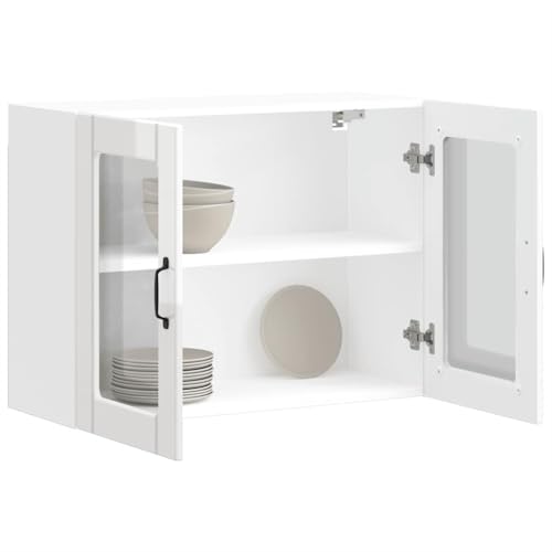 Qnhdfrt Küchen-Hängeschrank mit Glastür Lucca Hochglanz-Weiß Holzwerkstoff 80x31x60 cm Platzsparender Wandschrank mit Stauraum Qnhdfrt Küchen-Hängeschrank mit Glastür Lucca Hochglanz-Weiß Holzwerkstoff 80x31x60 cm Platzsparender Wandschrank mit Stauraum von Qnhdfrt