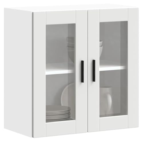 Qnhdfrt Küchen Hängeschrank mit Glastür Porto Weiß 60x31x60cm Wandschrank für Platzoptimierung Dekoratives Design Robust und Langlebig für Küchenaufbewahrung von Qnhdfrt