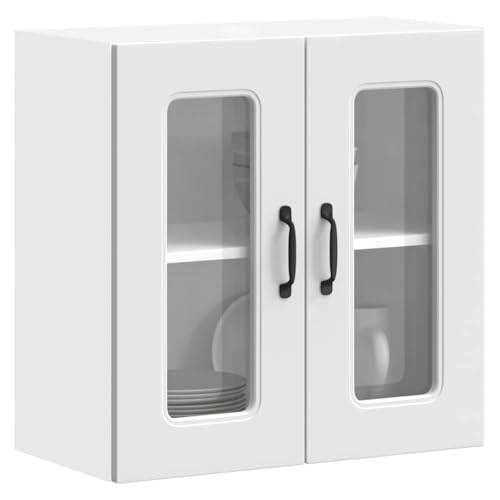 Qnhdfrt Küchen Hängeschrank mit Glastür Weiß Wandschrank Vitrinenschrank Holzwerkstoff 60x31x60 cm für Küchenvorrat Qnhdfrt Küchen Hängeschrank mit Glastür Weiß Wandschrank Vitrinenschrank Holzwerkstoff 60x31x60 cm für Küchenvorrat von Qnhdfrt