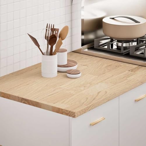 Qnhdfrt Küchenarbeitsplatte aus massiver Eiche 80 x 63,5 x 2,7 cm Rechteckige Tischplatte mit rustikalem Charme Robust & pflegeleicht für Küche Garage oder Badezimmer von Qnhdfrt