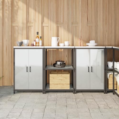 Qnhdfrt Küchenlager-Set 3 pcs Silber 180x50x92cm Verzinkter Stahl Industrielles Küchenregal mit 2 Schränken für Küche Garage Wohnzimmer Moderner Stauraum Qnhdfrt Küchenlager-Set 3 pcs Silber 180x50x92cm Verzinkter Stahl Industrielles Küchenregal mit 2 Schränken für Küche Garage Wohnzimmer Moderner Stauraum von Qnhdfrt