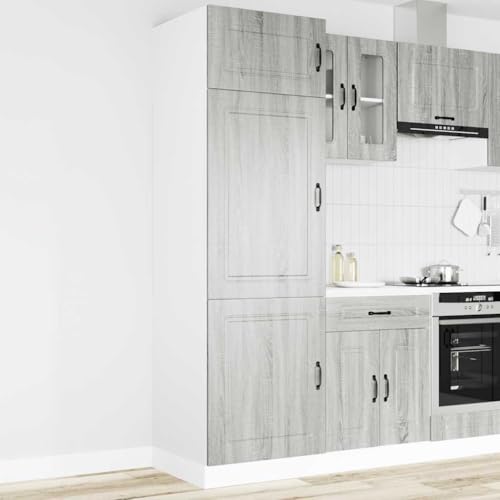 Qnhdfrt Küchenschrank Apothekerschrank Vorratsschrank Grau Sonoma Holzwerkstoff 60x57x207 cm mit verstellbaren Füßen und großem Stauraum für Küche von Qnhdfrt