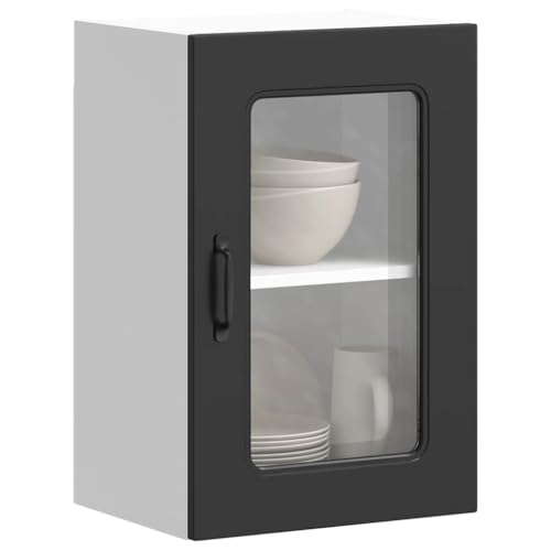 Qnhdfrt Küchenschrank Hängend mit Glastür Schwarz Holzwerkstoff 40x31x60 cm Robustes Küchenregal mit Stauraum für Geschirr und Töpfe Vielseitig einsetzbar in Küche Wohnzimmer Flur Qnhdfrt Küchenschrank Hängend mit Glastür Schwarz Holzwerkstoff 40x31x60 cm Robustes Küchenregal mit Stauraum für Geschirr und Töpfe Vielseitig einsetzbar in Küche Wohnzimmer Flur von Qnhdfrt