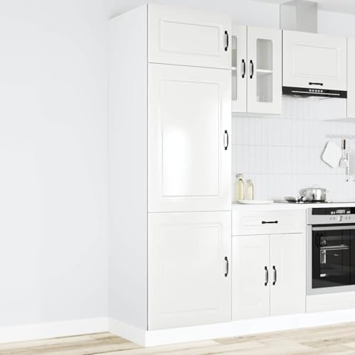 Qnhdfrt Küchenschrank Kalmar Hochglanz-Weiß aus Holzwerkstoff 60x57x207cm mit verstellbaren Füßen und viel Stauraum für Küchenaufbewahrung von Qnhdfrt