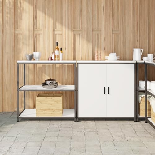 Qnhdfrt Küchenschrank Küchenregal Set 2 Stück Weiß 150x50x92 cm Kaltgewalzter Stahl Modern Robust Für Küche Garage Hauswirtschaftsraum von Qnhdfrt