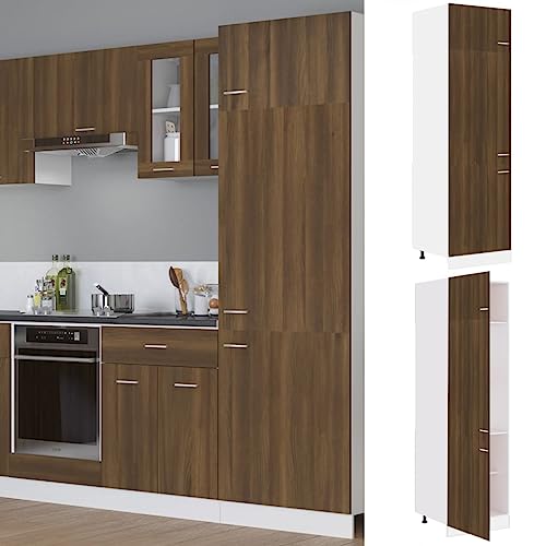 Qnhdfrt Küchenschrank Lyon Braun Eichen-Optik 60x57x207 cm Holzwerkstoff Hochschrank mit 4 Fächern Modernes Design für Küchenlagerung von Qnhdfrt