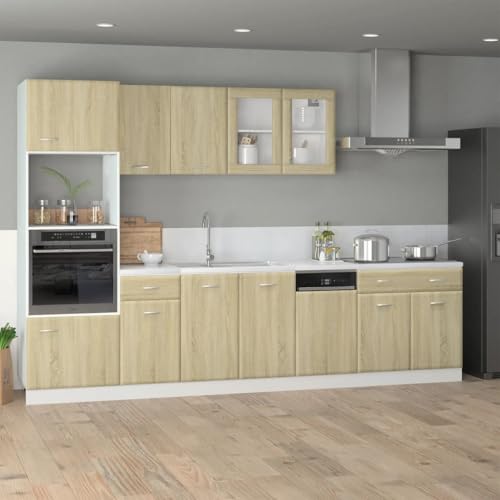 Qnhdfrt Küchenschrank-Set Lyon 7-teilig Sonoma-Eiche Holzwerkstoff Küchenzeile mit Unterschrank Hängeschrank Mikrowellenschrank Stauraum Qnhdfrt Küchenschrank-Set Lyon 7-teilig Sonoma-Eiche Holzwerkstoff Küchenzeile mit Unterschrank Hängeschrank Mikrowellenschrank Stauraum von Qnhdfrt