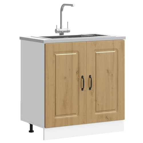 Qnhdfrt Küchenschrank Spülenunterschrank Artisan-Eiche 80x46x81,5 cm mit Verstellbaren Füßen Robuster Aufbewahrungsschrank für Küchen von Qnhdfrt