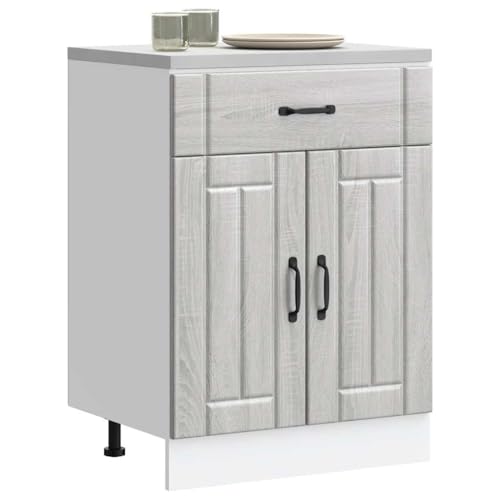 Qnhdfrt Küchenschrank Unterschrank Grau Sonoma Holzwerkstoff 60x46x81,5 cm mit verstellbaren Füßen und viel Stauraum für optimale Küchenorganisation und Aufbewahrung von Qnhdfrt